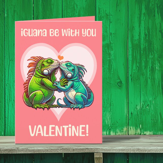 Tarjeta Festiva Iguana Esté Contigo Lindo Día de San Valentín Dive (Subido por el creador)