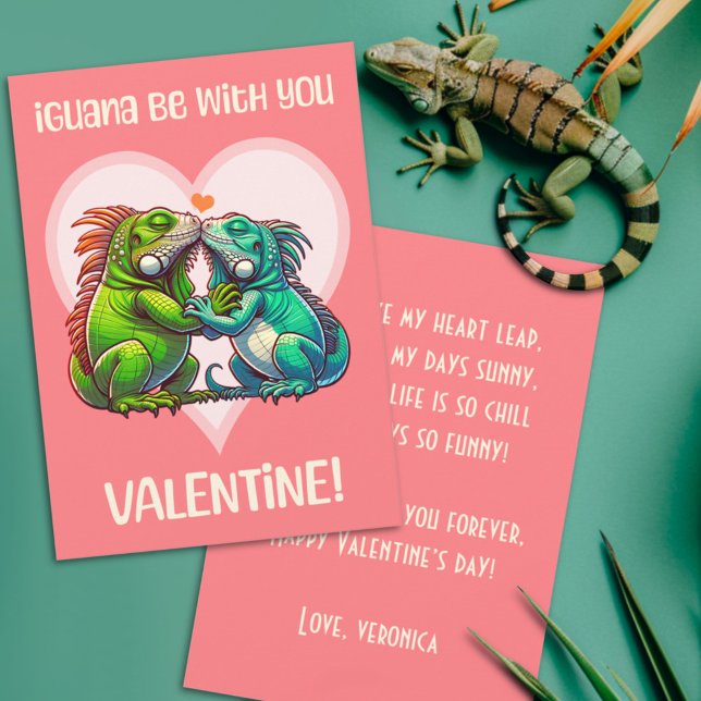 Tarjeta Festiva Iguana Esté Contigo Lindo Día de San Valentín Dive (Subido por el creador)