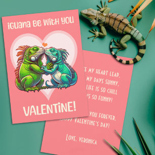 Tarjeta Festiva Iguana Esté Contigo Lindo Divertido San Valentín