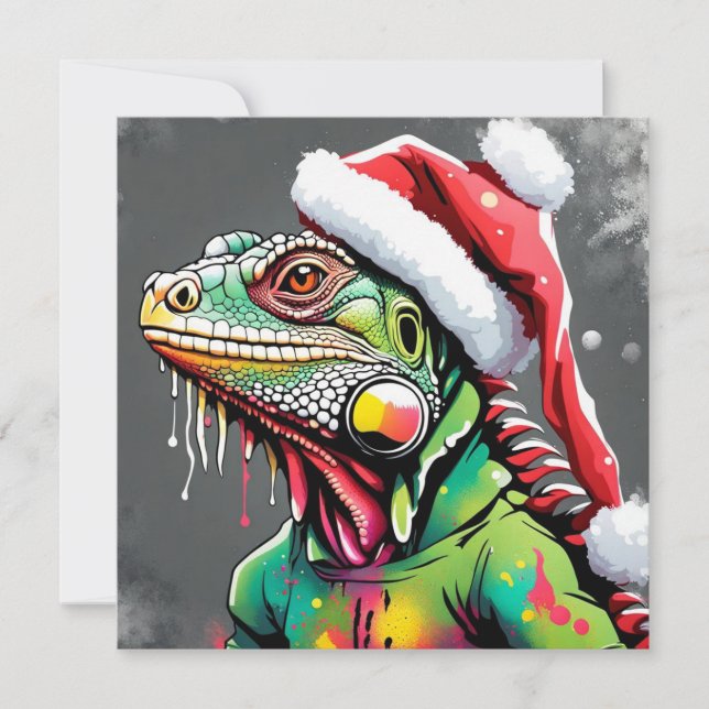 Tarjeta Festiva Iguana navidades (Anverso)