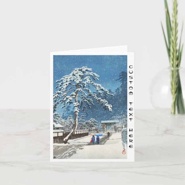 Tarjeta Festiva Ikegami Honmonji Temple Kawase Hasui shin hanga (Anverso)