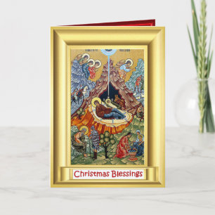 Tarjeta Festiva Ikon antiguo de la natividad