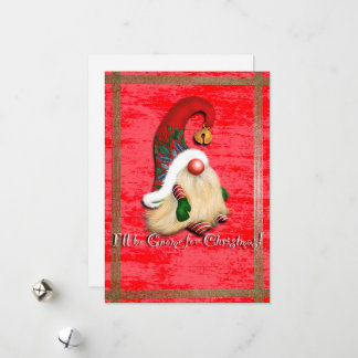 Tarjeta Festiva I'll Be Gnome for Christmas Flat Holiday Card 