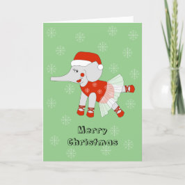 Tarjeta Festiva illusima Ballerina Elephant Navidades Snowflakes