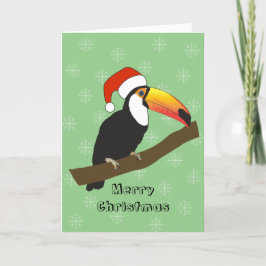 Tarjeta Festiva illusima Tucán Navideñas Copos de Nieve Verde