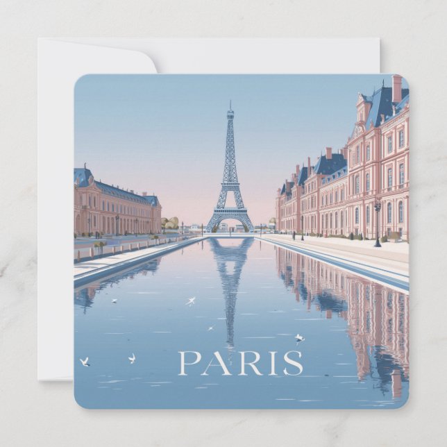 Tarjeta Festiva illustration of eiffel tower in paris (Anverso)