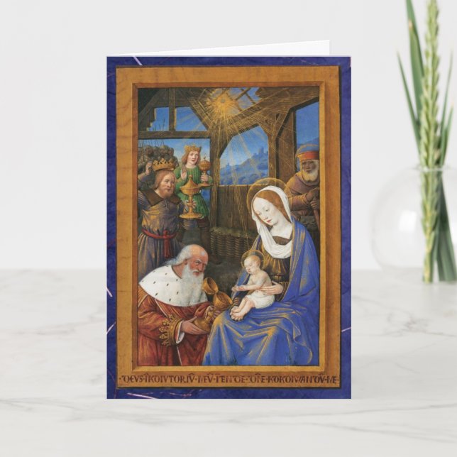 Tarjeta Festiva Iluminación de los adoradores Navidades cristianos (Anverso)