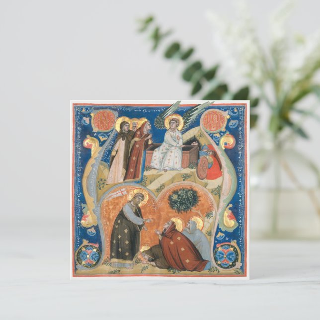Tarjeta Festiva Iluminación de manuscritos vintage de Pascua (Anverso de pie)