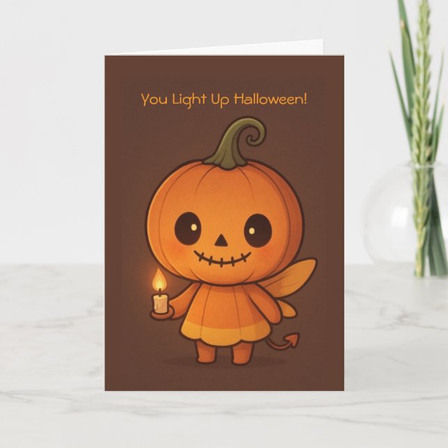 Tarjeta Festiva Iluminando Halloween (Anverso)