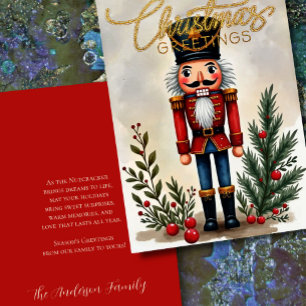 Tarjeta Festiva Ilustracion acuarela de Navidades de Nutcracker