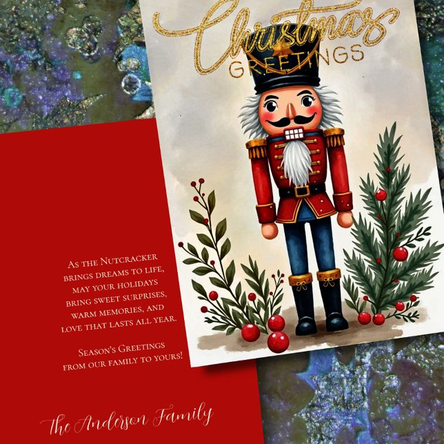 Tarjeta Festiva Ilustracion acuarela de Navidades de Nutcracker (Subido por el creador)