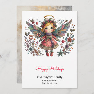 Tarjeta Festiva Ilustracion Ángel Whimsical Happy