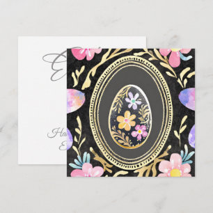 Tarjeta Festiva Ilustración artística de huevo de Pascua floral co