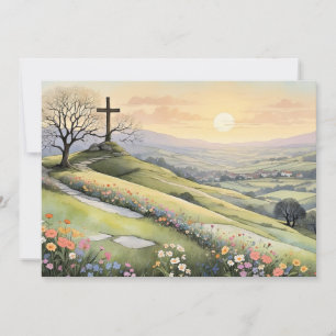 Tarjeta Festiva ilustración artística del amanecer de Pascua