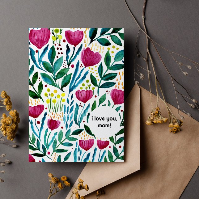 Tarjeta Festiva Ilustracion botánico te amo el día de la madre (Subido por el creador)