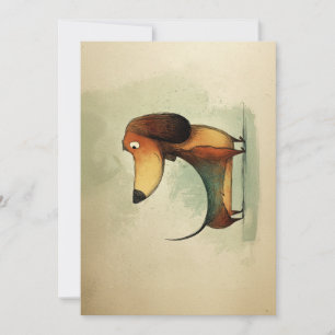Tarjeta Festiva Ilustración caprichosa de perro - Dachshund adorab
