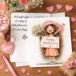 Tarjeta Festiva Ilustración caprichosa del Día de la Madre