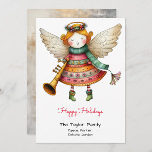 Tarjeta Festiva Ilustracion caprichoso ángel feliz