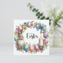 Tarjeta Festiva Ilustracion conejo de Pascua