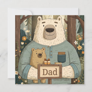 Tarjeta Festiva Ilustración conmovedora del Día del Padre con osos