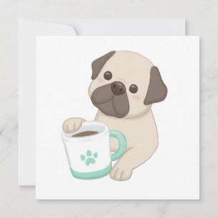 Tarjeta Festiva Ilustracion Cute Dog & Mug