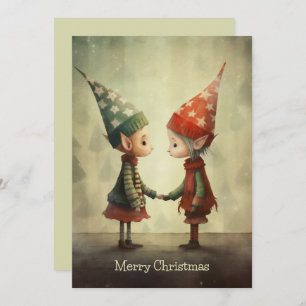 Tarjeta Festiva Ilustracion Cute Elves