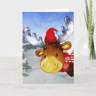 Tarjeta Festiva Ilustración de amigos del bosque de ciervos en el 