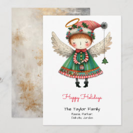 Tarjeta Festiva Ilustración de ángel lindo y caprichoso Feliz 