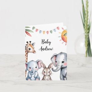 Tarjeta Festiva Ilustración de animales de safari en acuarela lind