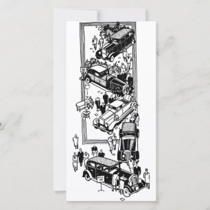 Tarjeta Festiva ilustración de arte de exposición de coches de per