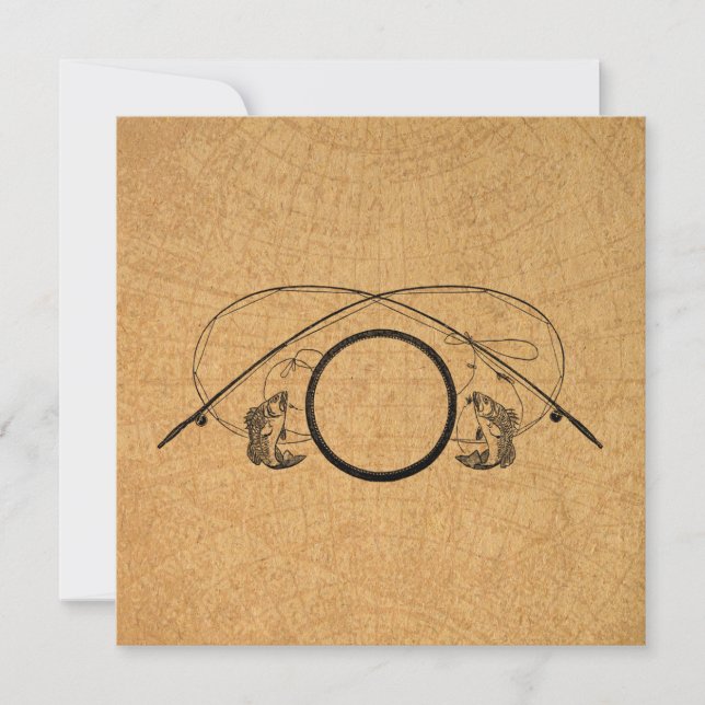 Tarjeta Festiva Ilustracion de arte Fly Fishing Antique FIshing Ro (Anverso)