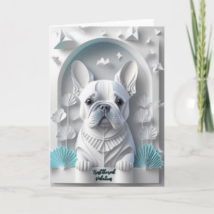 Tarjeta Festiva Ilustración de Bulldog Francés con recorte de pape