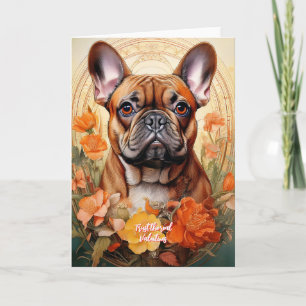Tarjeta Festiva Ilustración de Bulldog Francés con recorte de pape