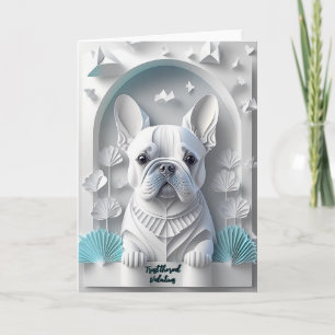 Tarjeta Festiva Ilustración de Bulldog Francés con recorte de pape