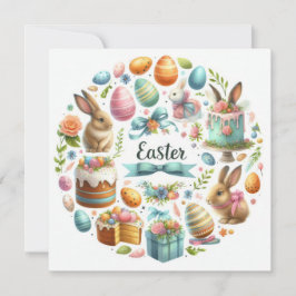 Tarjeta Festiva Ilustracion de conejo de Pascua