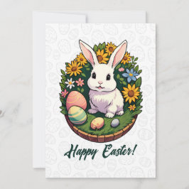 Tarjeta Festiva Ilustracion de Conejo de Pascua. Semana Santa!