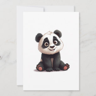 Tarjeta Festiva Ilustración de dibujos animados de oso panda senta