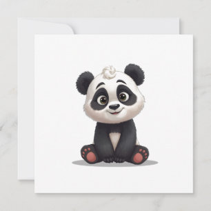 Tarjeta Festiva Ilustración de dibujos animados de oso panda senta