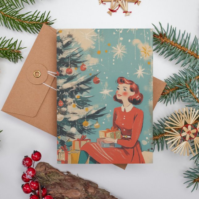 Tarjeta Festiva Ilustracion de época retro de mediados de siglo (Subido por el creador)