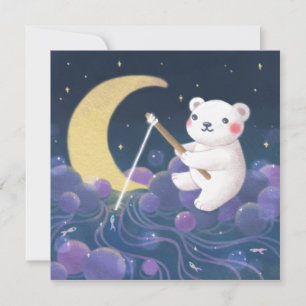 Tarjeta Festiva Ilustración de fantasía del sueño del oso polar