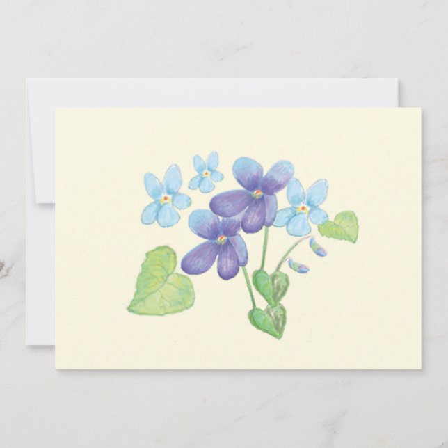 Tarjeta Festiva Ilustracion de flores violetas silvestres (Anverso)