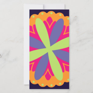 Tarjeta Festiva ilustracion de formas florales naranjas