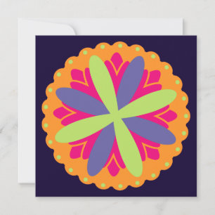 Tarjeta Festiva ilustracion de formas florales naranjas