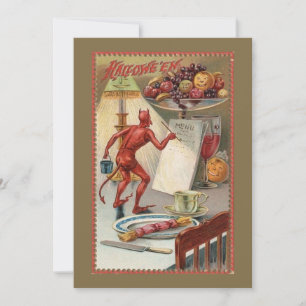 Tarjeta Festiva Ilustracion de Halloween de época divertido