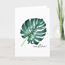 Tarjeta Festiva Ilustracion de hoja tropical verde de Monstera