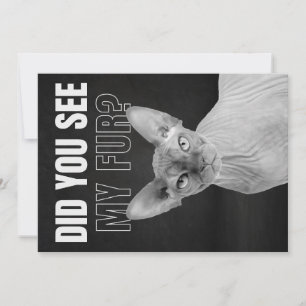 Tarjeta Festiva Ilustración de humor de gato Sphynx sarcástico pel