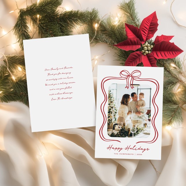 Tarjeta Festiva Ilustración de lazo rojo Fotografía (Subido por el creador)