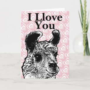 Tarjeta Festiva Ilustración de Llama Te Amo Corazones
