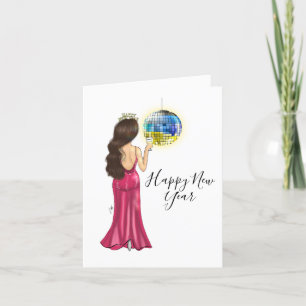 Tarjeta Festiva Ilustración de moda de Año Nuevo Feliz
