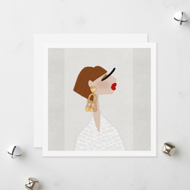 Tarjeta Festiva Ilustración de moda fabulosa (Anverso/Reverso In Situ)